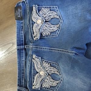 Silver Embellished crop jeans